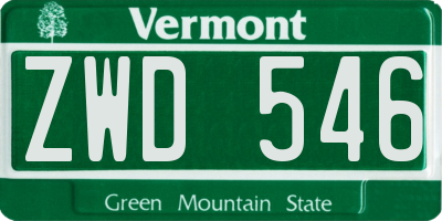 VT license plate ZWD546