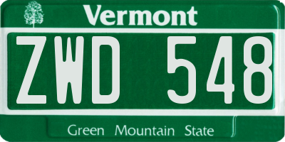 VT license plate ZWD548
