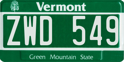 VT license plate ZWD549