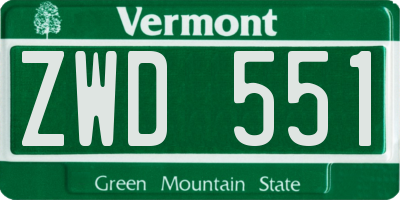 VT license plate ZWD551