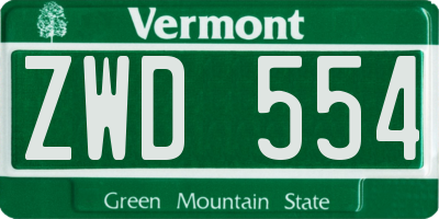VT license plate ZWD554