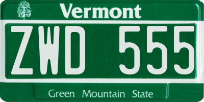 VT license plate ZWD555