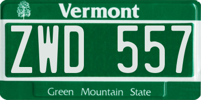 VT license plate ZWD557