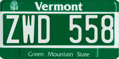 VT license plate ZWD558