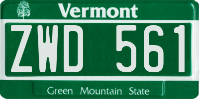 VT license plate ZWD561