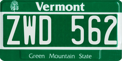 VT license plate ZWD562