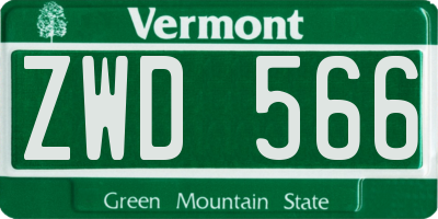 VT license plate ZWD566
