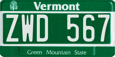 VT license plate ZWD567