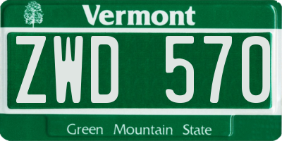 VT license plate ZWD570