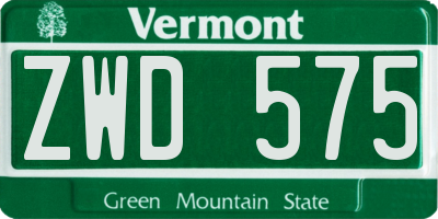 VT license plate ZWD575