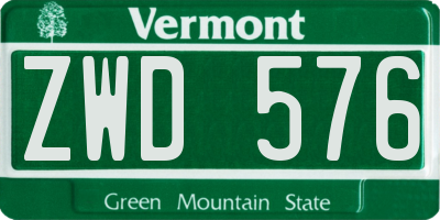 VT license plate ZWD576