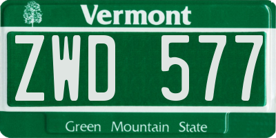 VT license plate ZWD577