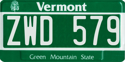 VT license plate ZWD579