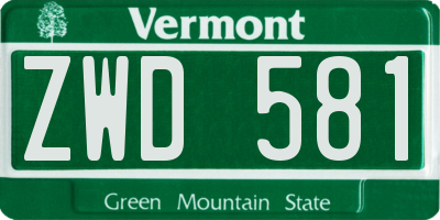 VT license plate ZWD581