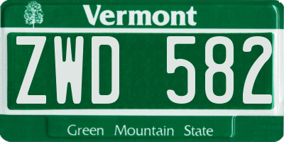 VT license plate ZWD582