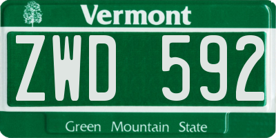 VT license plate ZWD592