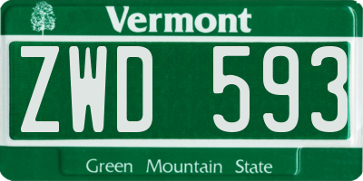 VT license plate ZWD593