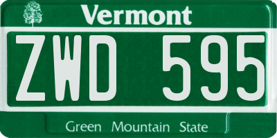 VT license plate ZWD595