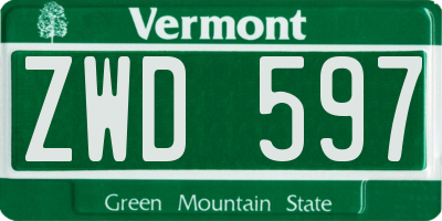 VT license plate ZWD597