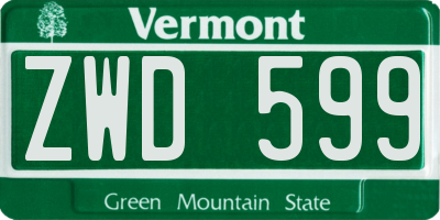 VT license plate ZWD599