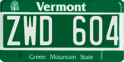 VT license plate ZWD604