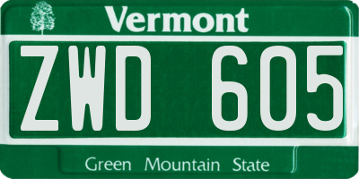 VT license plate ZWD605