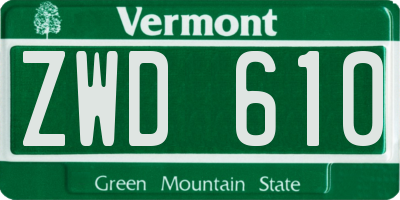 VT license plate ZWD610