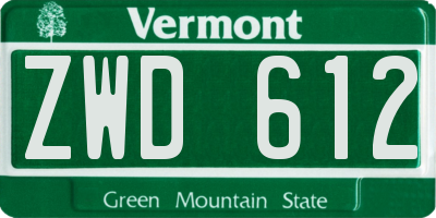 VT license plate ZWD612
