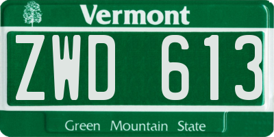 VT license plate ZWD613