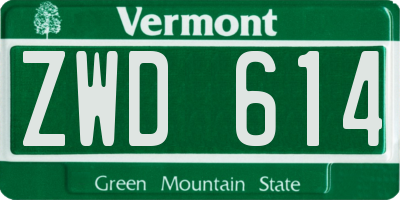VT license plate ZWD614