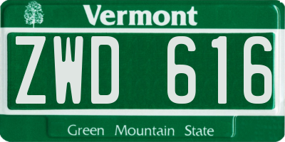 VT license plate ZWD616