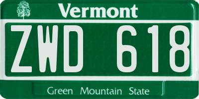 VT license plate ZWD618