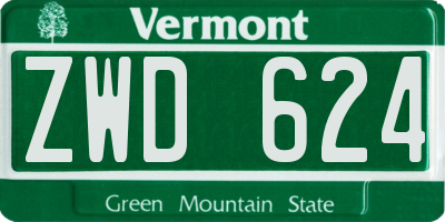 VT license plate ZWD624