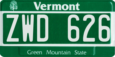 VT license plate ZWD626