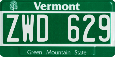 VT license plate ZWD629