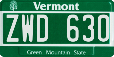 VT license plate ZWD630