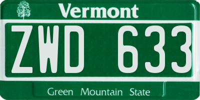 VT license plate ZWD633