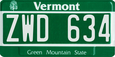 VT license plate ZWD634
