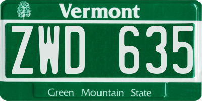 VT license plate ZWD635