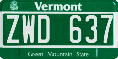 VT license plate ZWD637