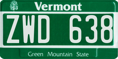VT license plate ZWD638