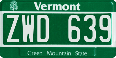 VT license plate ZWD639