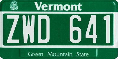 VT license plate ZWD641