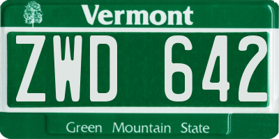 VT license plate ZWD642