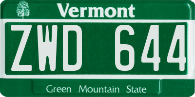 VT license plate ZWD644