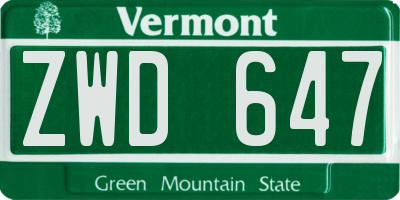 VT license plate ZWD647