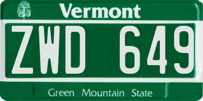 VT license plate ZWD649