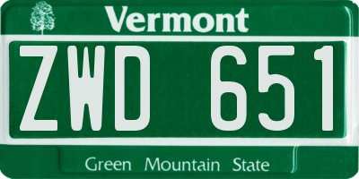 VT license plate ZWD651