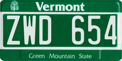 VT license plate ZWD654