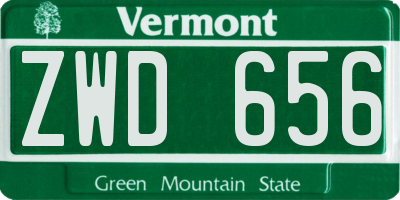 VT license plate ZWD656